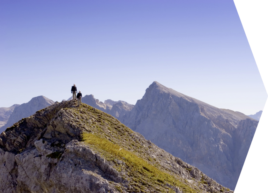 Two climbers in the mountains.