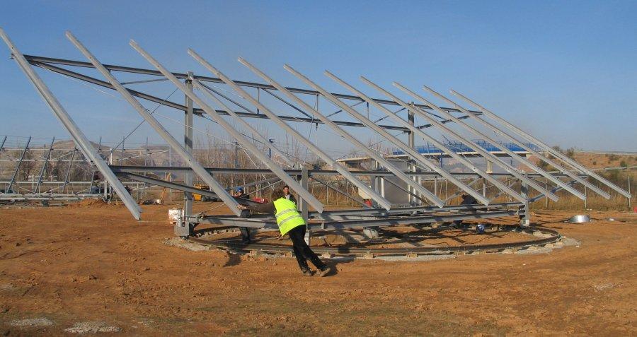 Workers preparing the substructure of a SunCarrier solar plant.