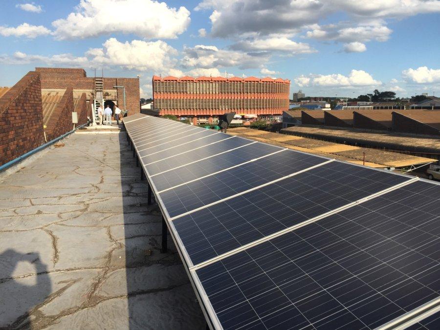 Solar rooftop installation in Zimbabwe.