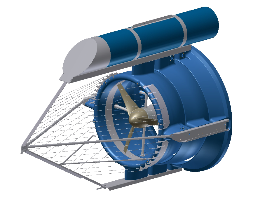 A hydro water turbine.