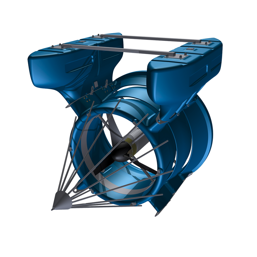 A hydro power water turbine.