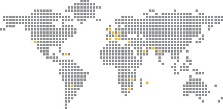 The map shows the different companies of the global oursun network.