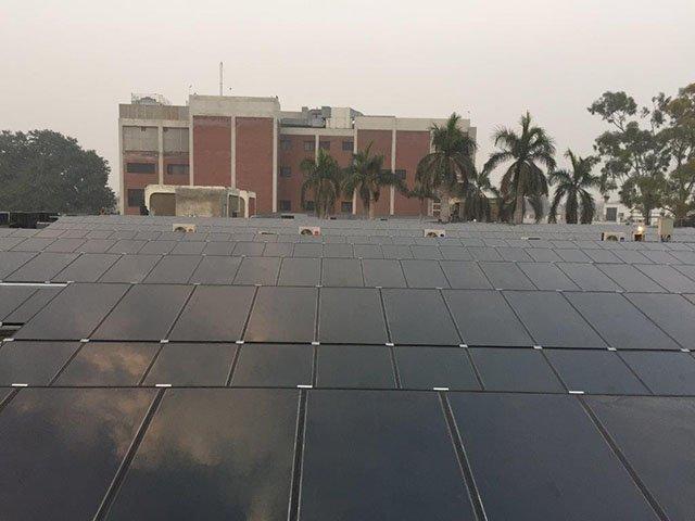 A solar rooftop installation at the LUMS university in Pakistan.