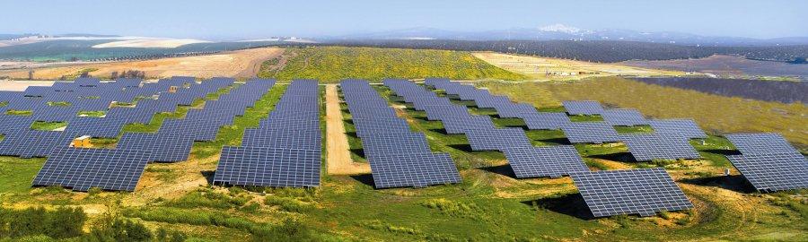 Single axis solar tracker plant in Spain.