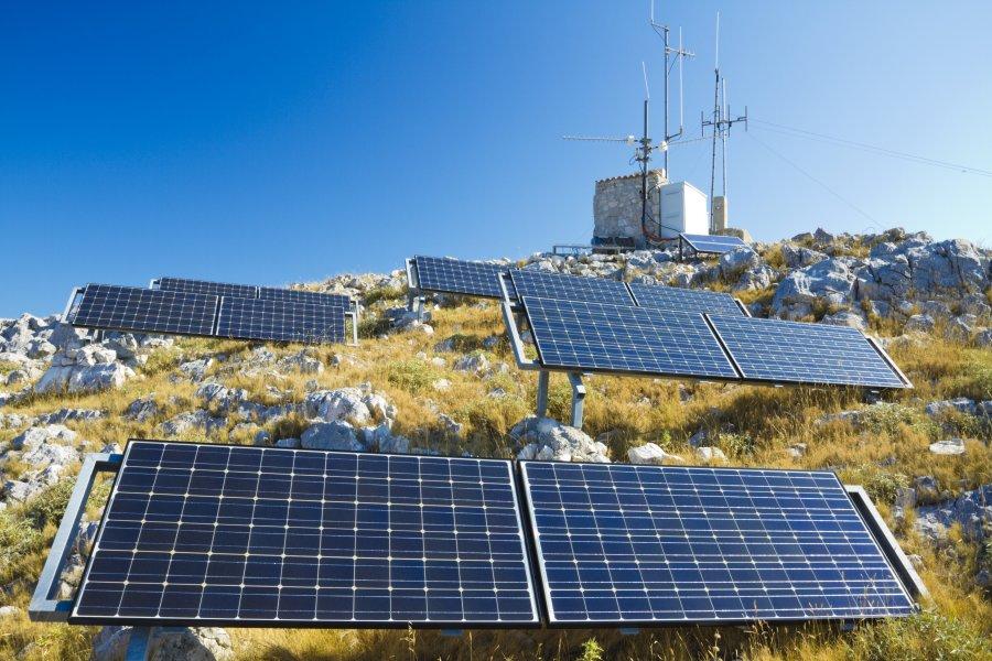 Solar telecommunication solution on a hill.