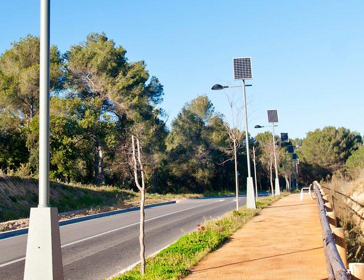 Solar powered street lamps.