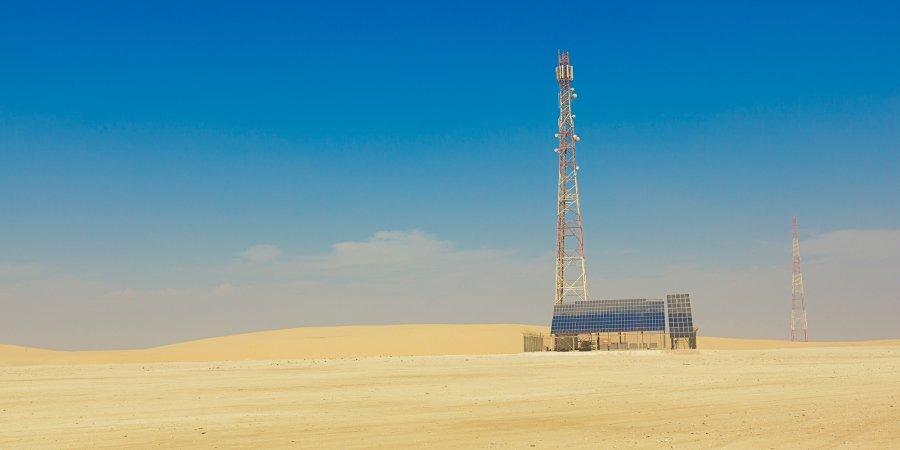 Solar telecommunication solution in the desert.