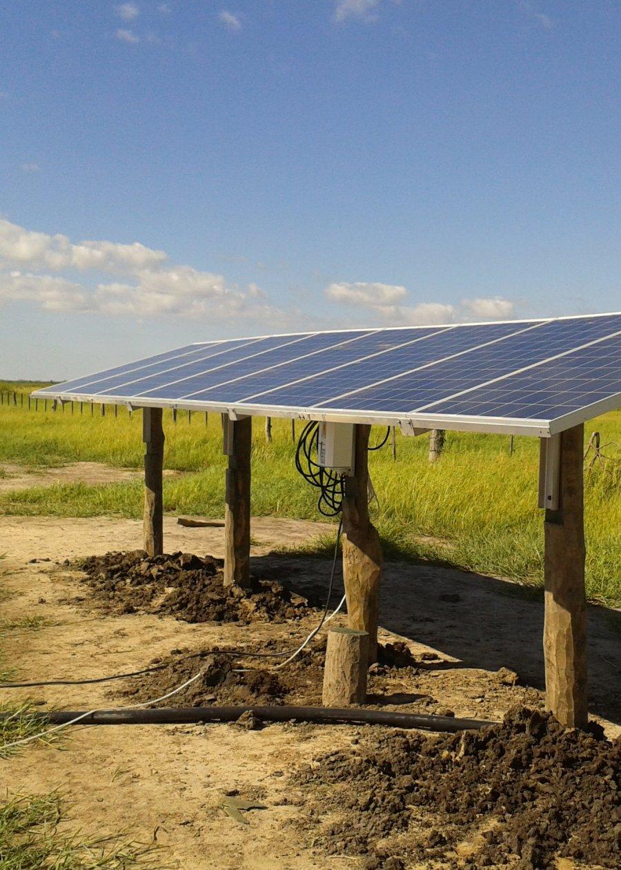 Solar installation on pillars.