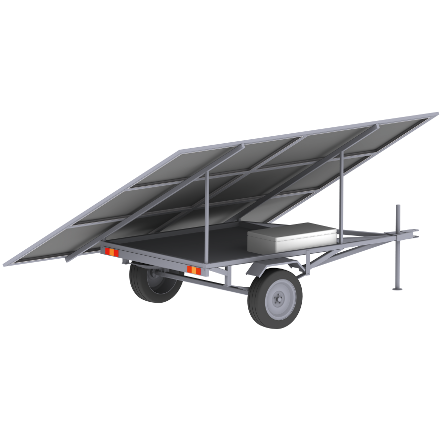 The backside of the mobile sun2flow solar water pumping version.