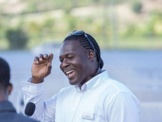 Employee of PV Energy Ltd. during the inauguration ceremony at the airport Antigua.