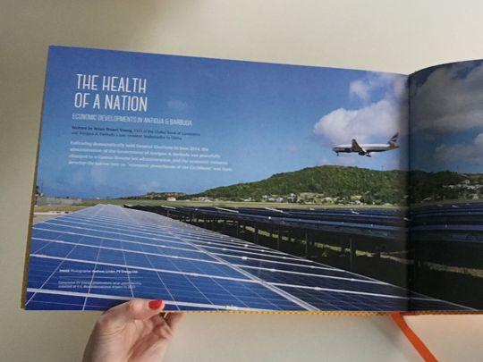 Article about the work of PV Energy Ltd in the Caribbean in the Simply Antigua Coffee Table Book.