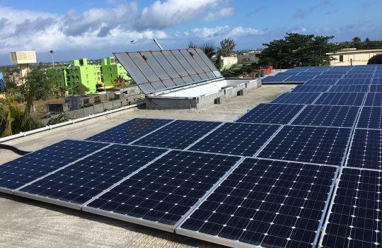 A rooftop solar installation in Mauritius.