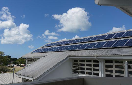 A rooftop solar installation on an Antiguan school.