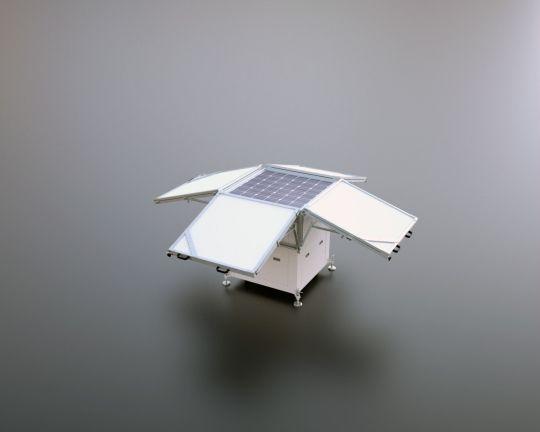 The sun2go xl as mobile kit version with foldable PV modules.