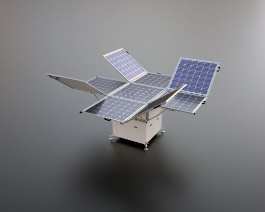 The mobile kit version of the sun2go xl with nine foldable PV modules.